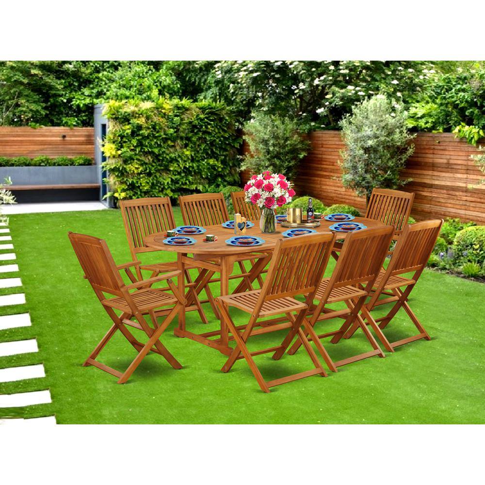 Alt View 2. East West Furniture - Wooden Patio Set Natural Oil - Brown.