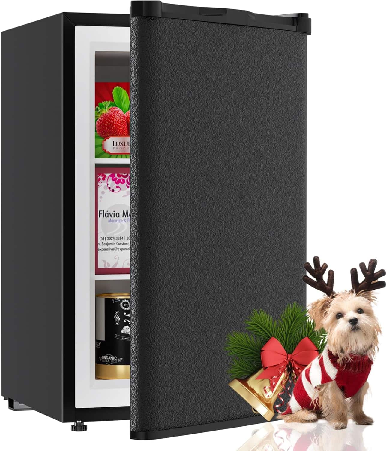 Circus Cirle - 3.6 Cu Ft Upright Freezer, Freestanding Mini Freezer - Black