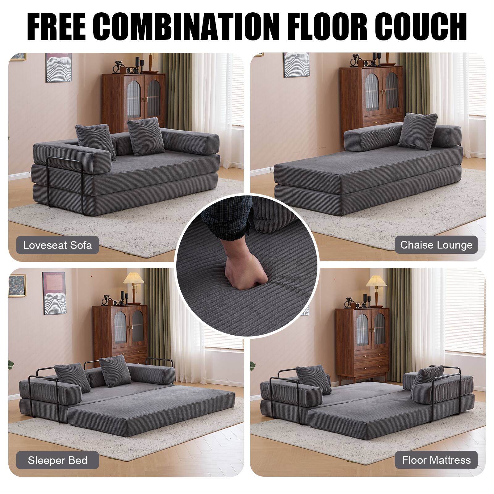 FREE COMBINATION FLOOR COUCH

- Loveseat Sofa
- Chaise Lounge
- Sleeper Bed
- Floor Mattress