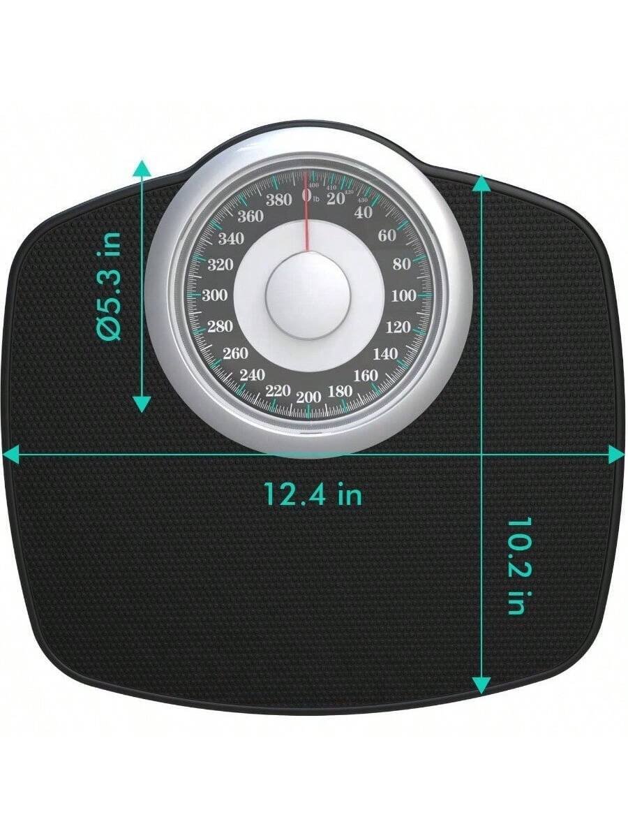 Sure, here is the corrected and grouped text:

- Diameter: 5.3 in
- Length: 12.4 in
- Width: 10.2 in
- Scale: 0 20 40 60 80 100 120 140 160 180 200 220 240 260 280 300 320 340 360 380 lb