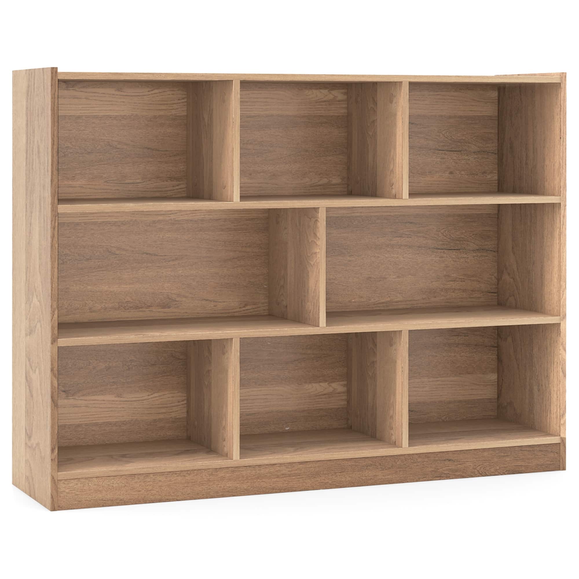 Alt View 17. Costway - 8 Cube 3-Tier Open Wooden Bookshelf Toy Storage Organizer with Anti-toppling Kits Natural - Natural.