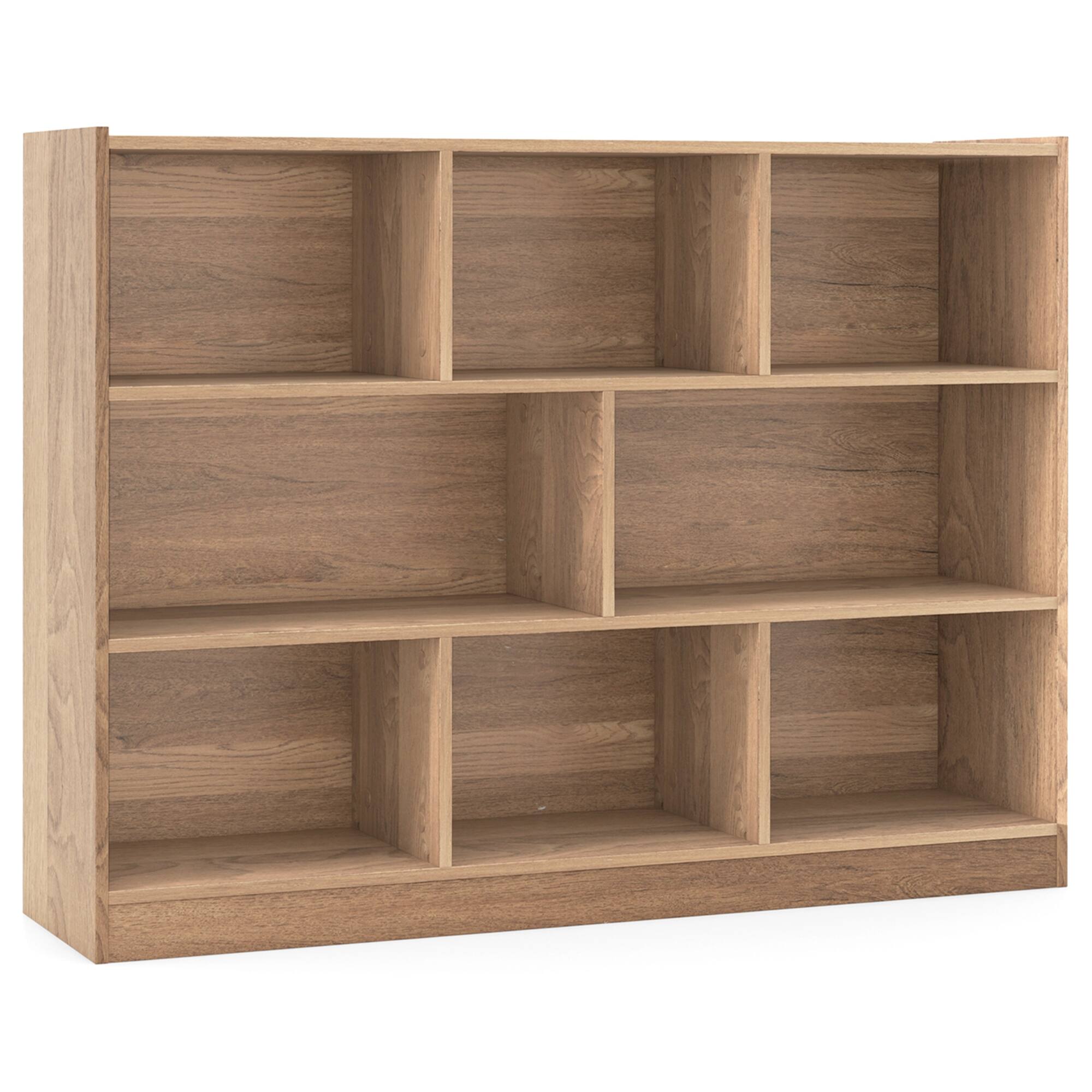 Alt View 17. Costway - 8 Cube 3-Tier Open Wooden Bookshelf Toy Storage Organizer with Anti-toppling Kits Natural - Natural.