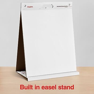 Staples  
Built in easel stand  

Built in easel stand