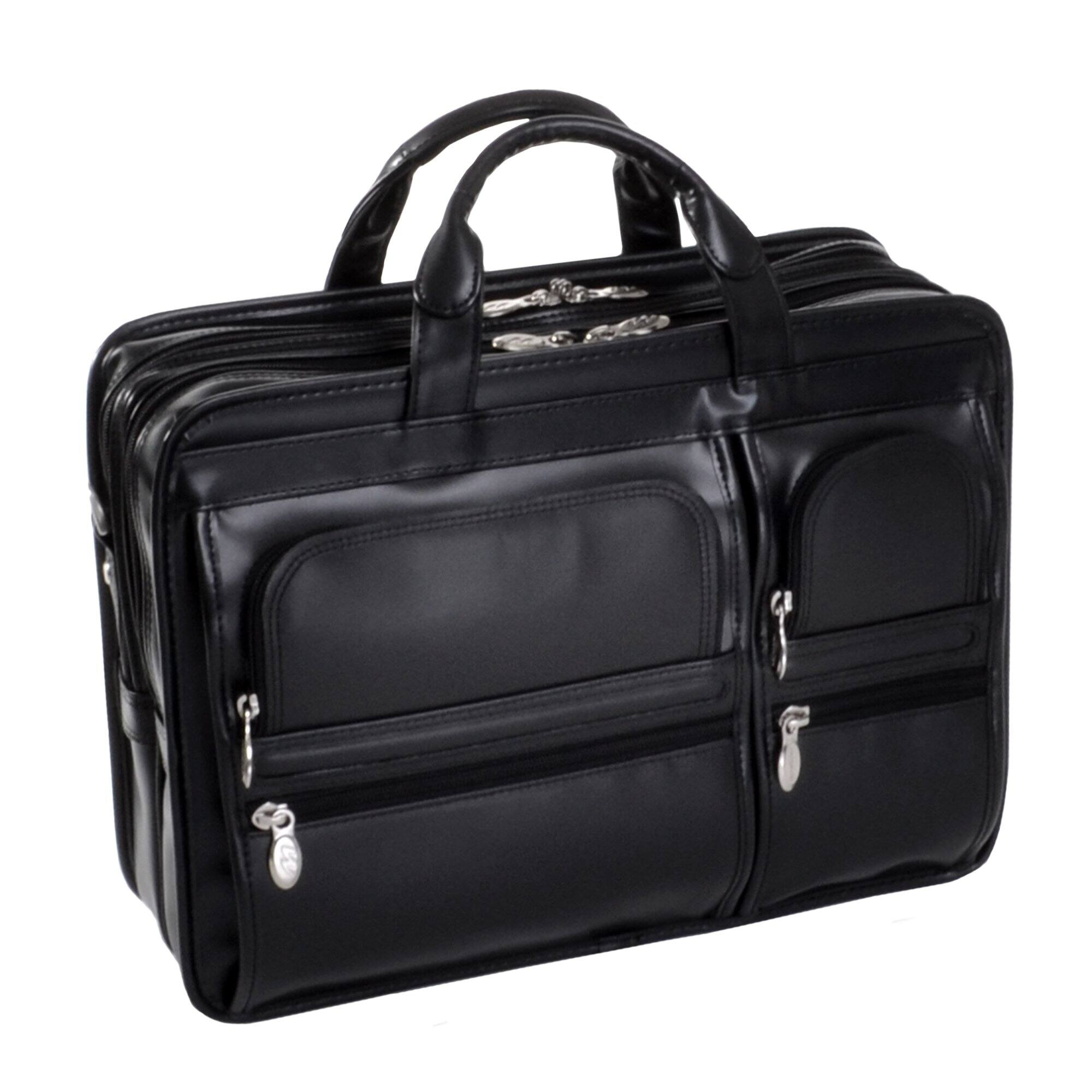 Alt View 4. McKleinUSA - 15-Inch Laptop Briefcase Top Grain Cowhide Leather Double Compartment P Series HUBBARD - Black.