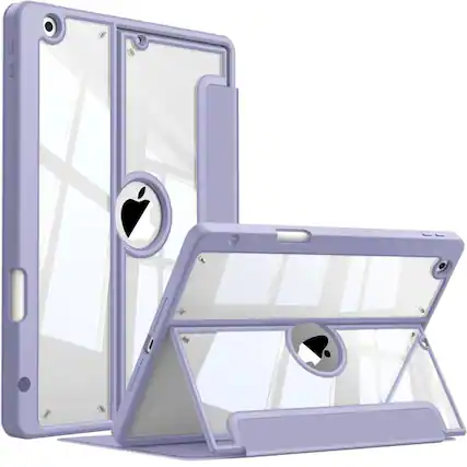 Front. Kitcheniva - Soft TPU Clear Case For iPad 9th 8th 7th Gen 10.2 Inch Protective Cover Lilac Purple - Lilac Purple.