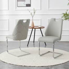 GOODSILO - Set of 2 Modern Upholstered Dining Chairs with Elegant Metal Accents and High-Resilience Foam Cushions - Light Gray