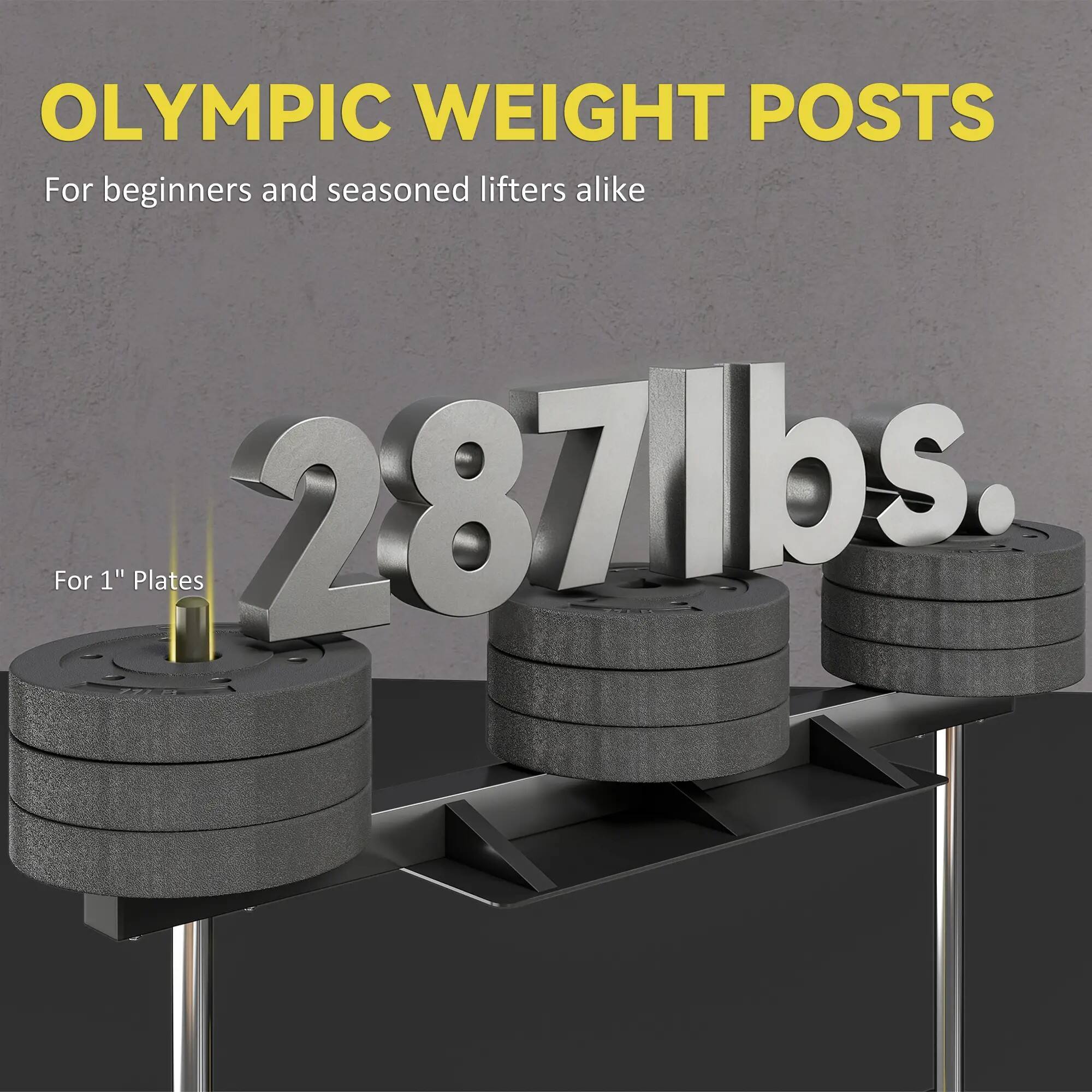 OLYMPIC WEIGHT POSTS  
For beginners and seasoned lifters alike  
287 lbs.  
For 1" Plates