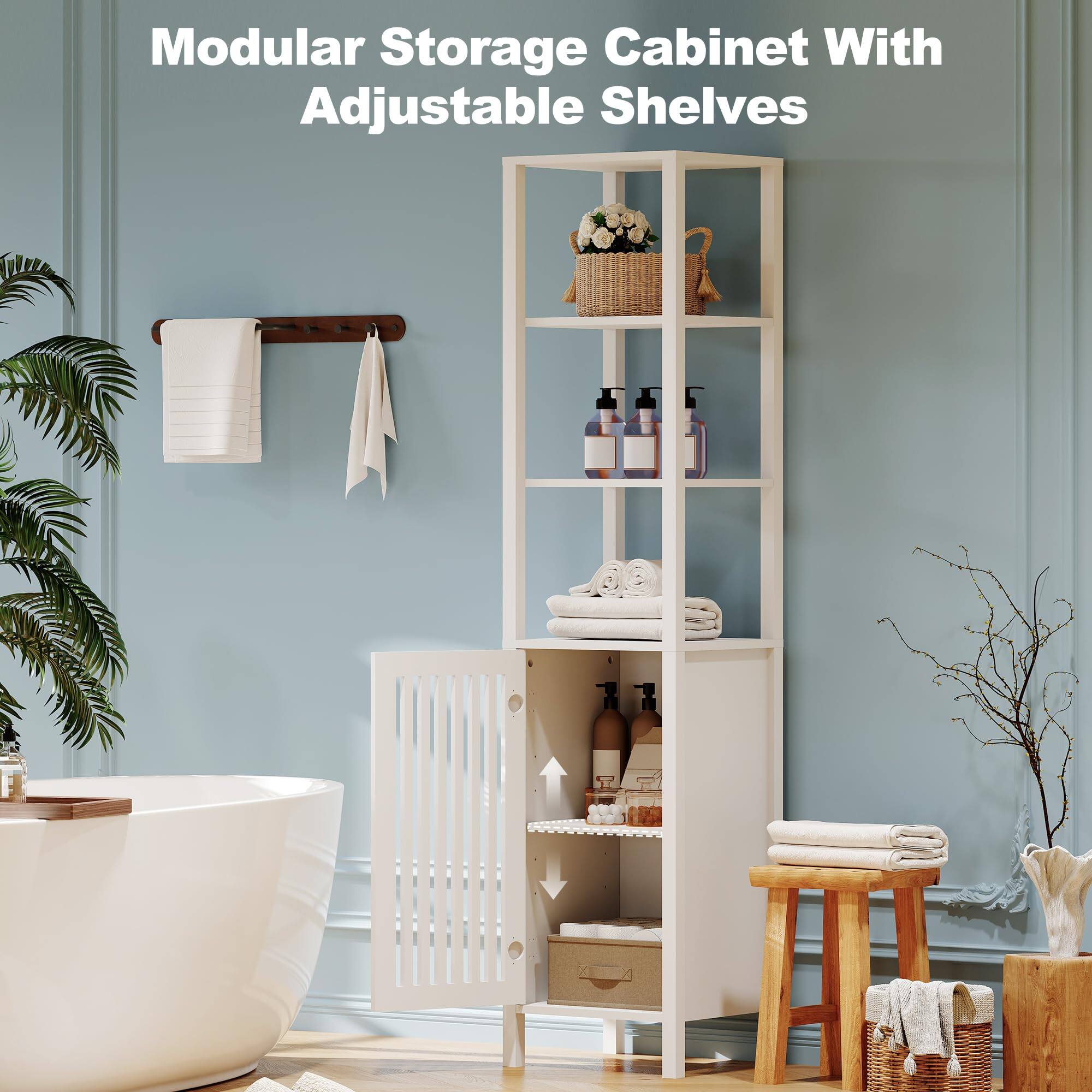 Modular Storage Cabinet With Adjustable Shelves