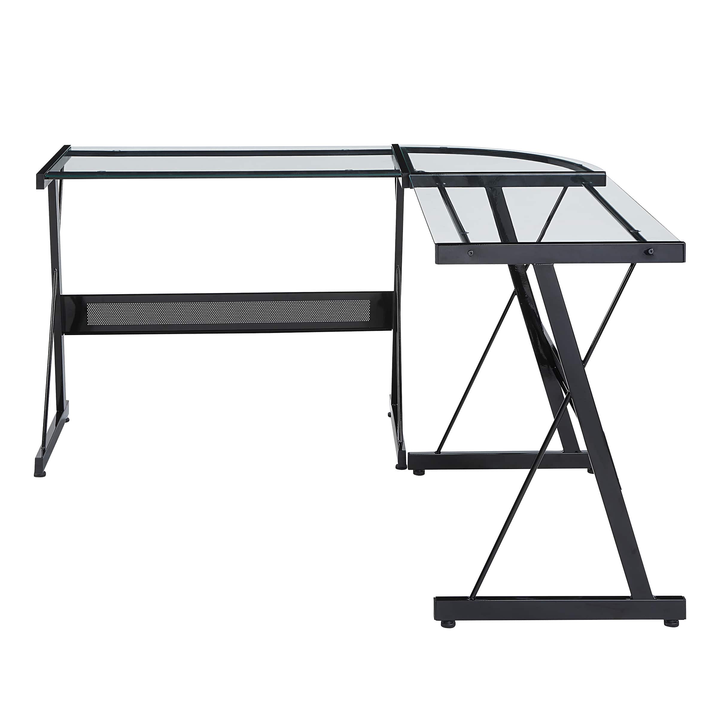 Front. OSP Home Furnishings - Prime L-Shape Desk - Clear/Black.