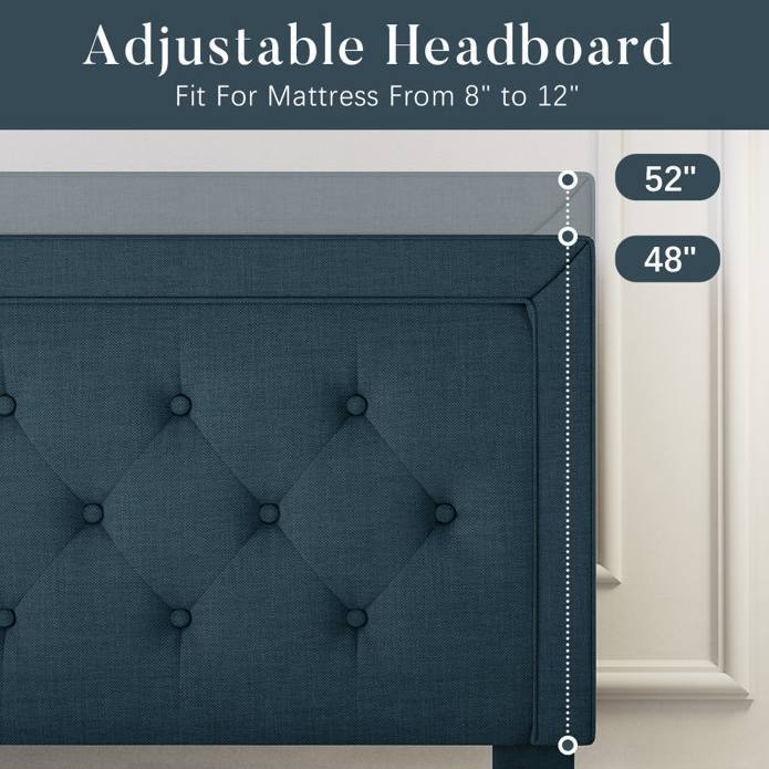 Adjustable Headboard
Fit For Mattress From 8" to 12"
52"
48"