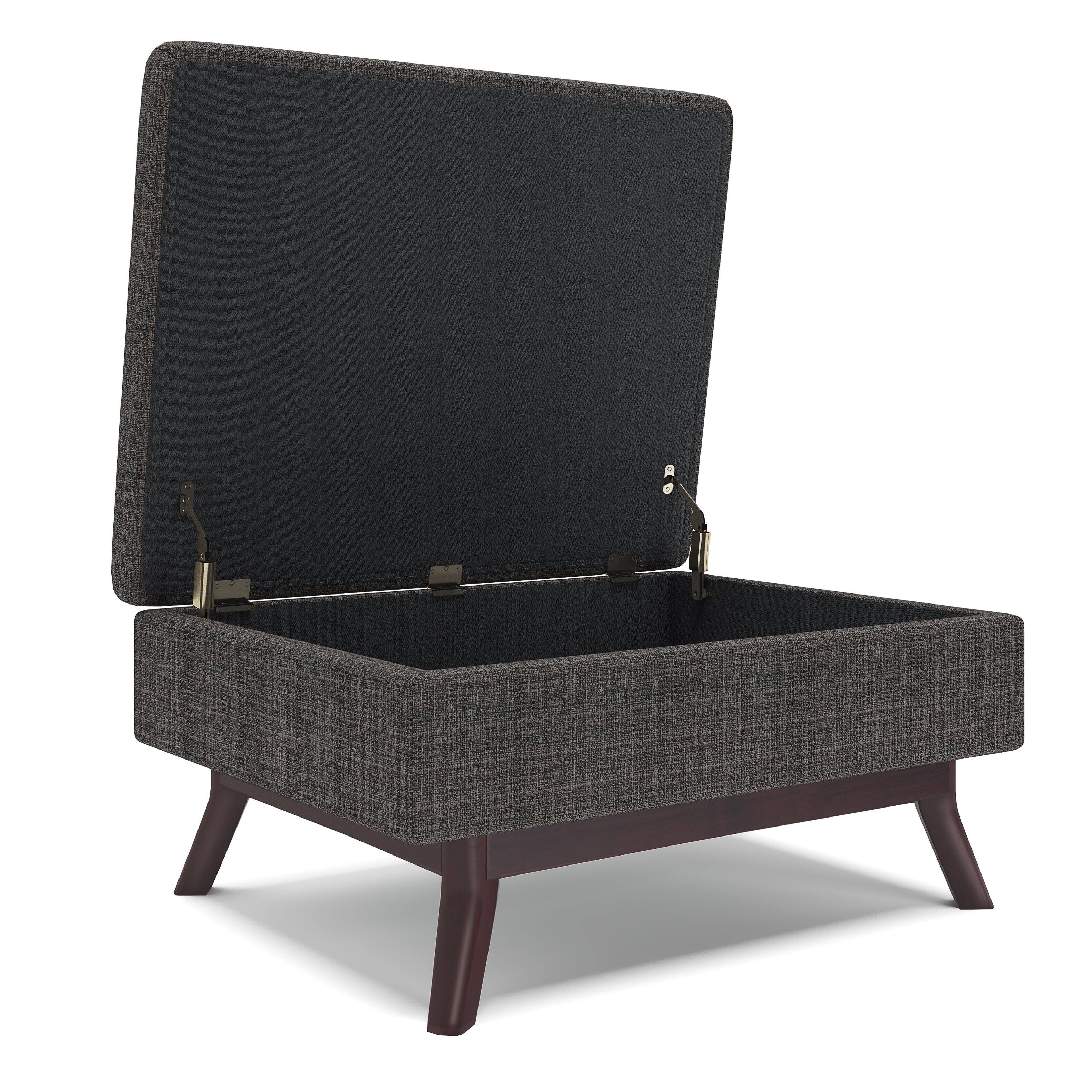 Alt View 1. Tiramisubest - Solid Wood Coffee Table Storage Ottoman in Ebony Tweed with Safety Hinge - Gray.