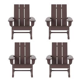 WestinTrends - Ashore Outdoor Patio Modern Adirondack Rocking Chair (Set of 4) - Dark Brown