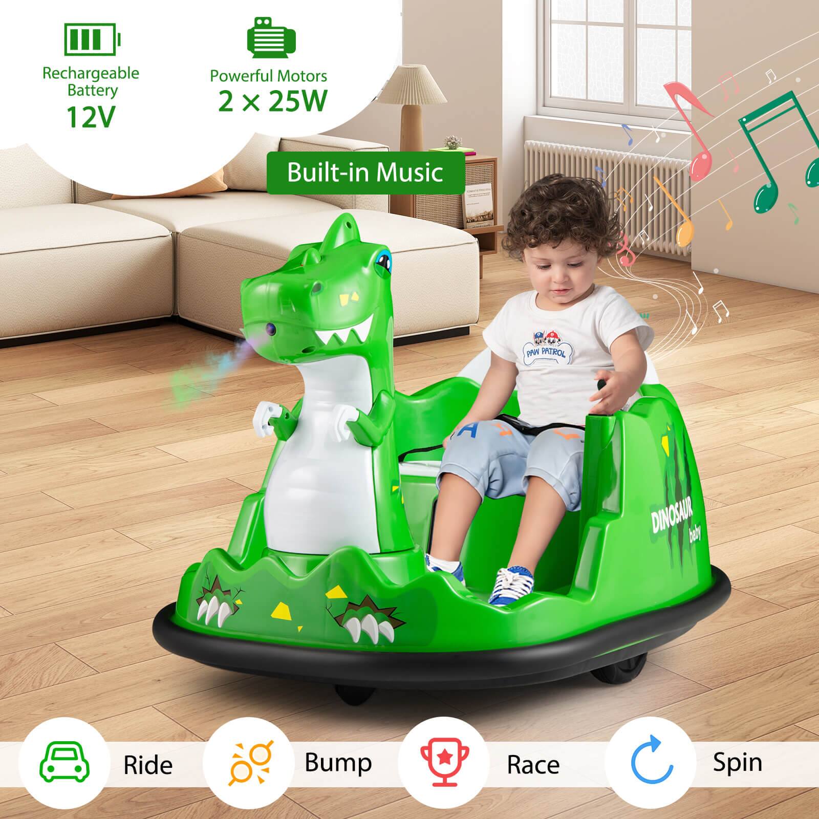 Rechargeable Battery 12V  
Powerful Motors 2 x 25W  
Built-in Music  
PAW PATROL  
DINOSAUR  
Ride  
Bump  
Race  
Spin