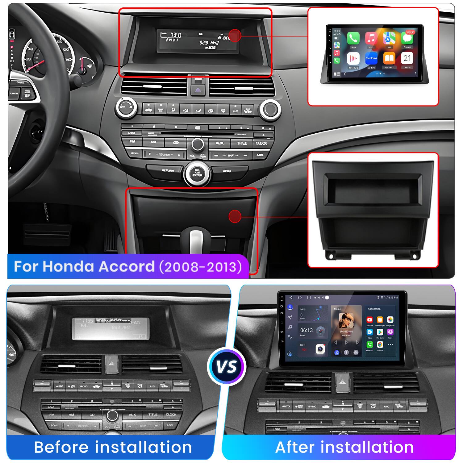 For Honda Accord (2008-2013)

Before installation

After installation