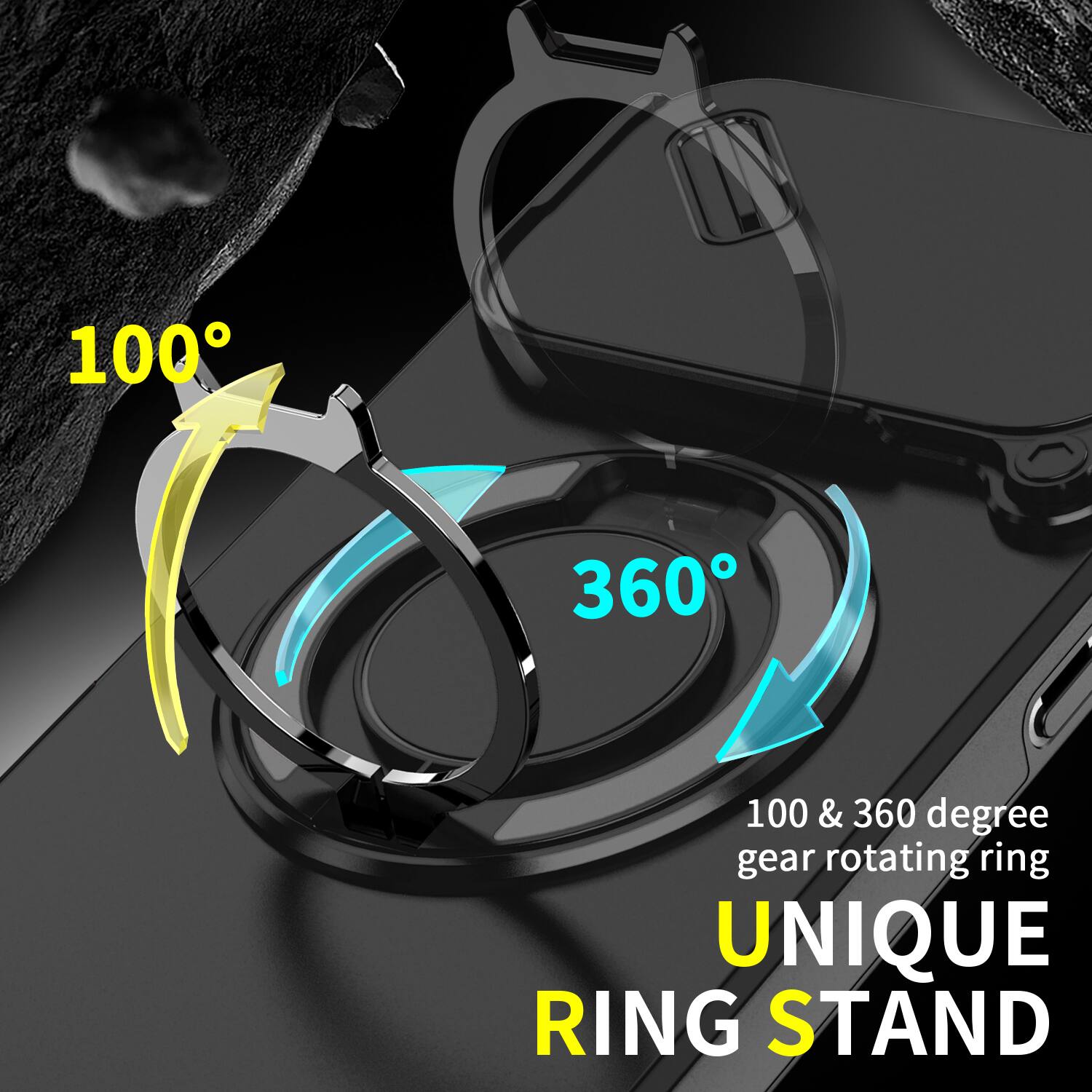 100° & 360° gear rotating ring  
UNIQUE RING STAND