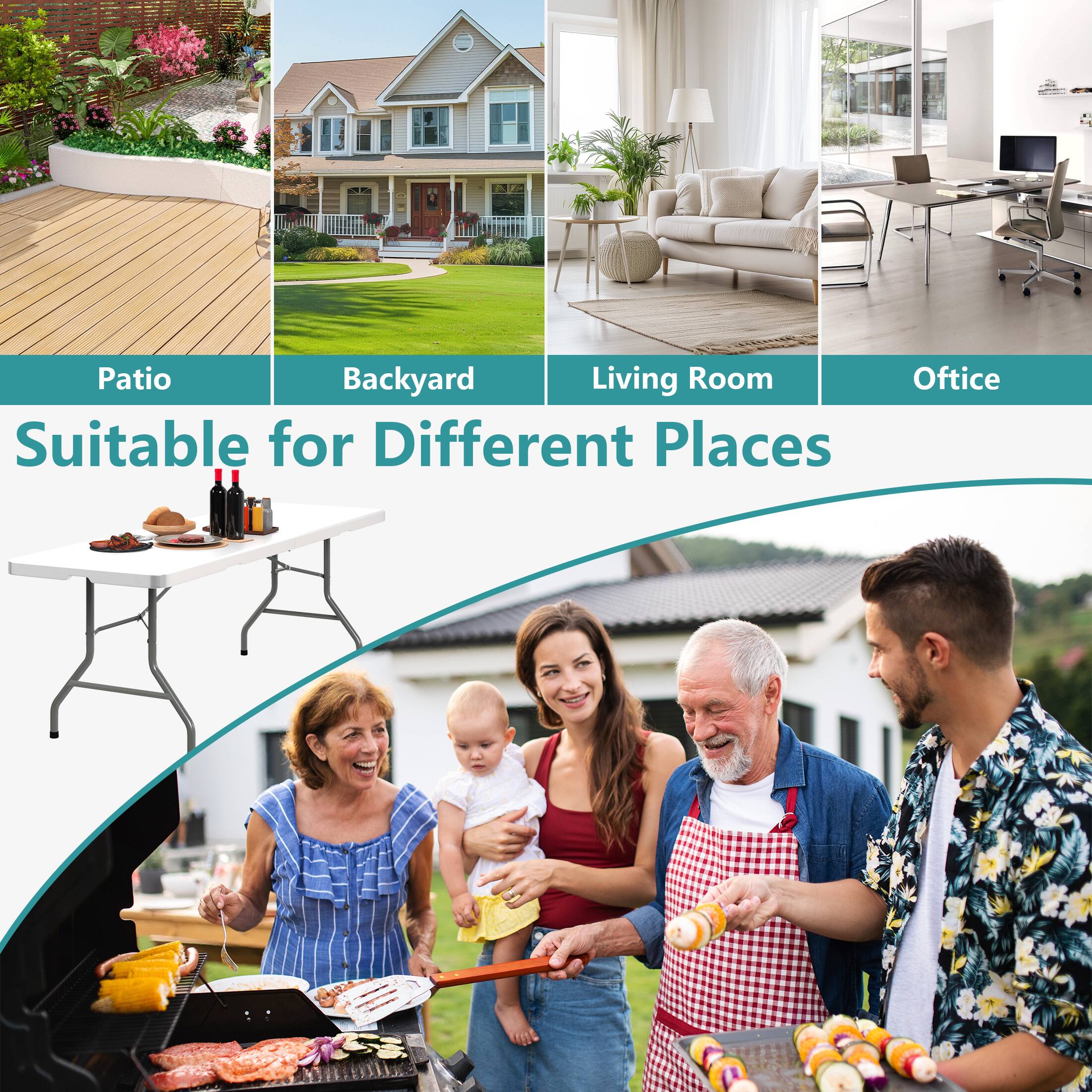 Patio  
Backyard  
Living Room  
Office  

Suitable for Different Places