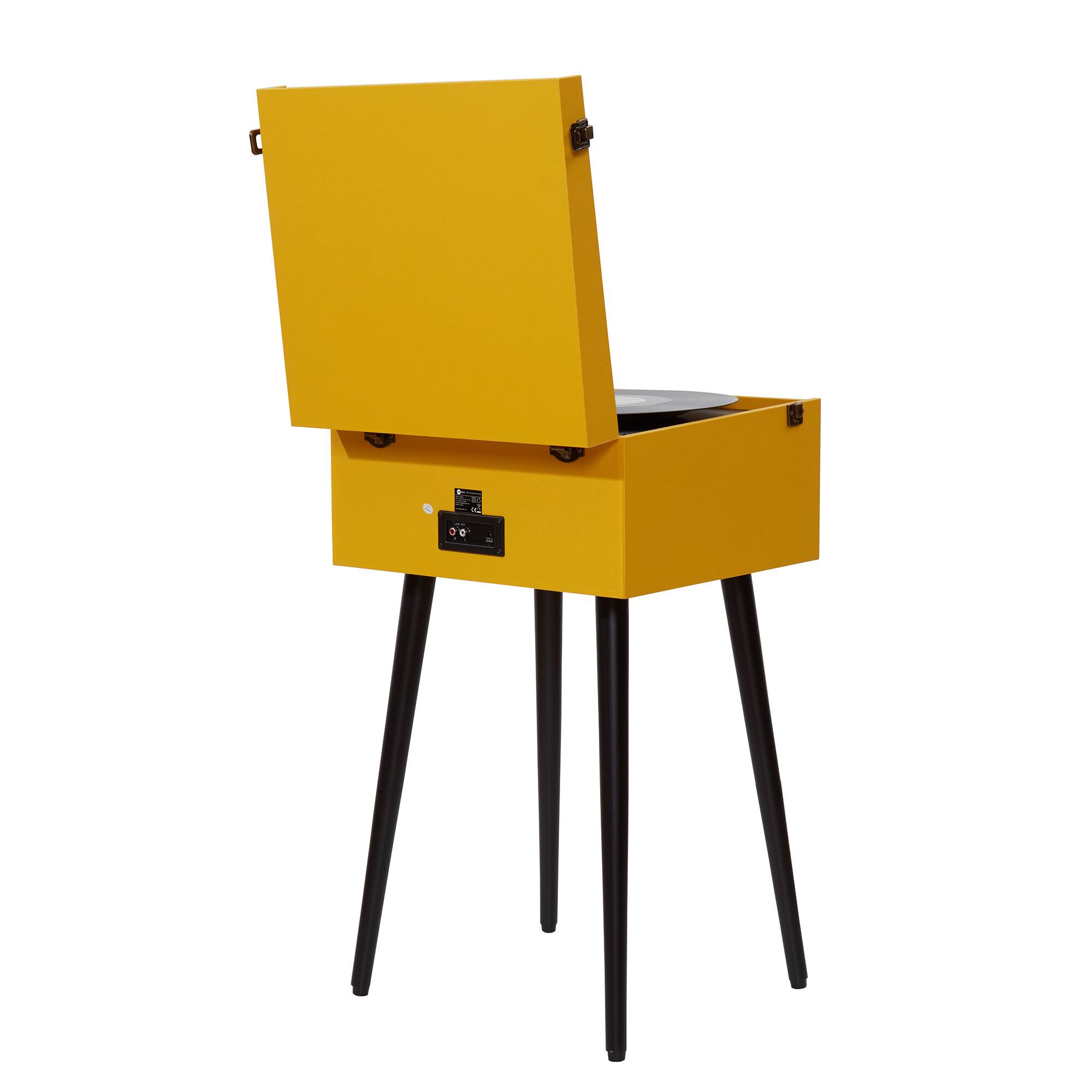 Back. Arkrocket - Arkrocket Discovery II 3-Speed Bluetooth Turntable with Speakers & Removable Legs – Yellow - Yellow.