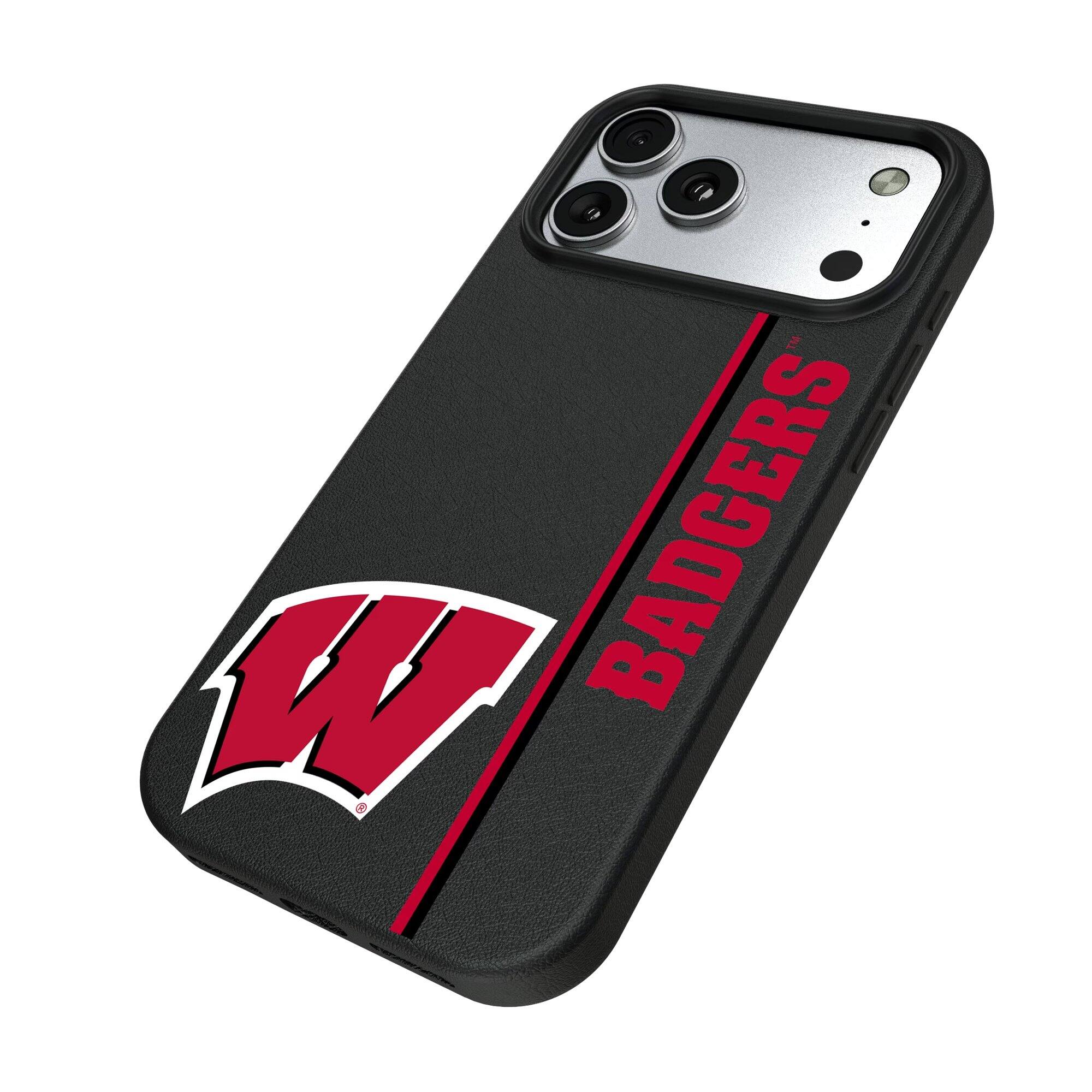 Alt View 1. Keyscaper - Wisconsin Badgers iPhone Magnetic Bump Case - 15 - Black.