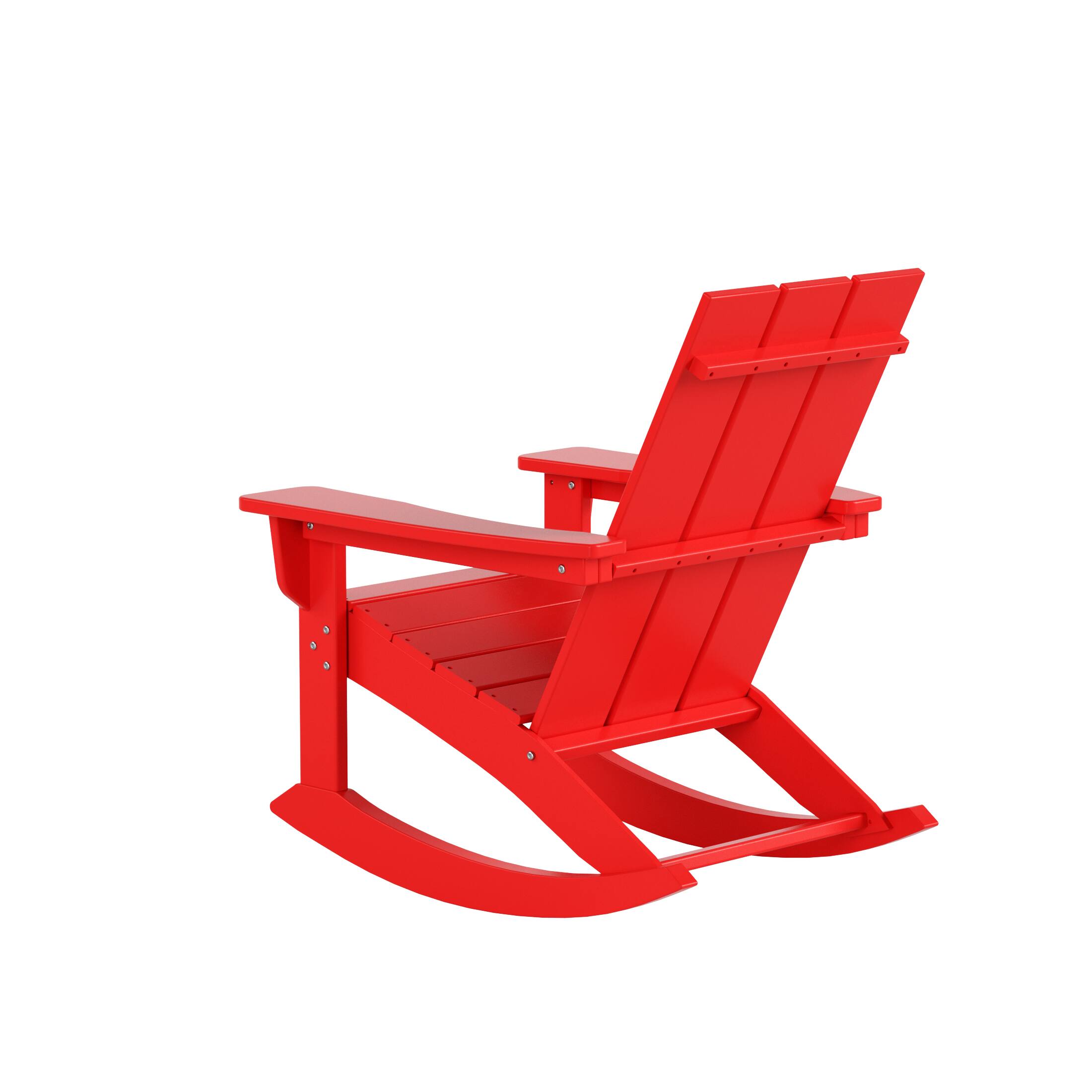 Alt View 3. WestinTrends - WestinTrends Ashore Outdoor Patio Modern Adirondack Rocking Chair - Red.