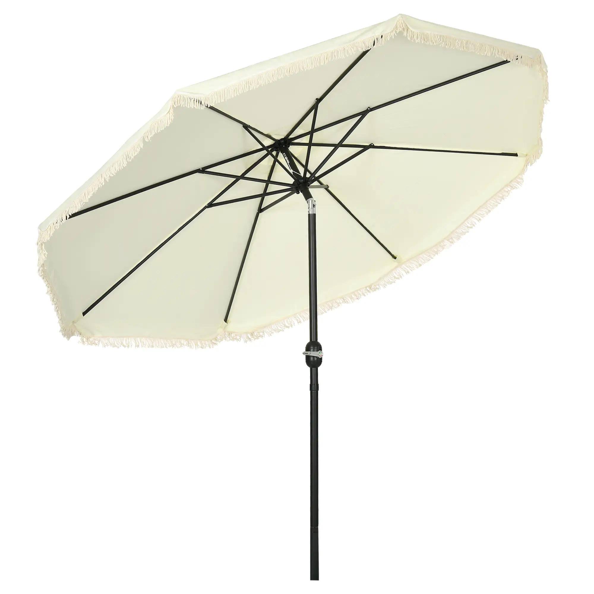 Alt View 7. Spaco - Spaco 9Ft Patio Table Umbrella, Ruffled Tilt Crank Shade for Garden, Pool - Cream White.
