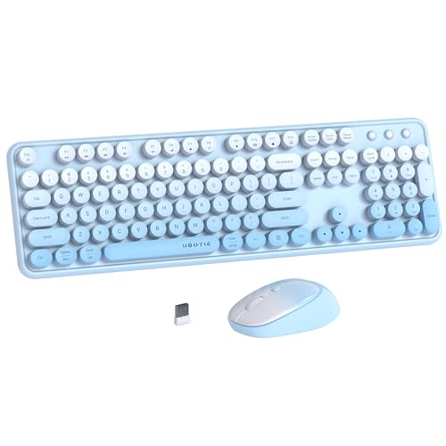 Front. Cozy Serene - Colorful Computer Wireless Keyboards Mouse Combos Typewriter Flexible Keys Office Full-sized hz Dropout-free Connection - Blue Gradient.