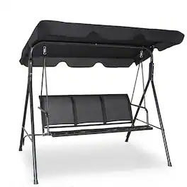 Costway - Outdoor Patio Swing Canopy 3 Person Canopy Swing Chair Patio Hammock - Black