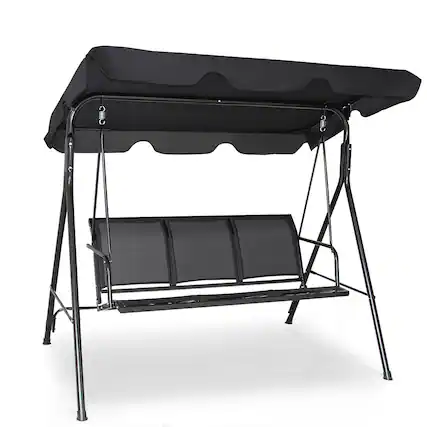Front. Costway - Costway Outdoor Patio Swing Canopy 3 Person Canopy Swing Chair Patio Hammock - Black.