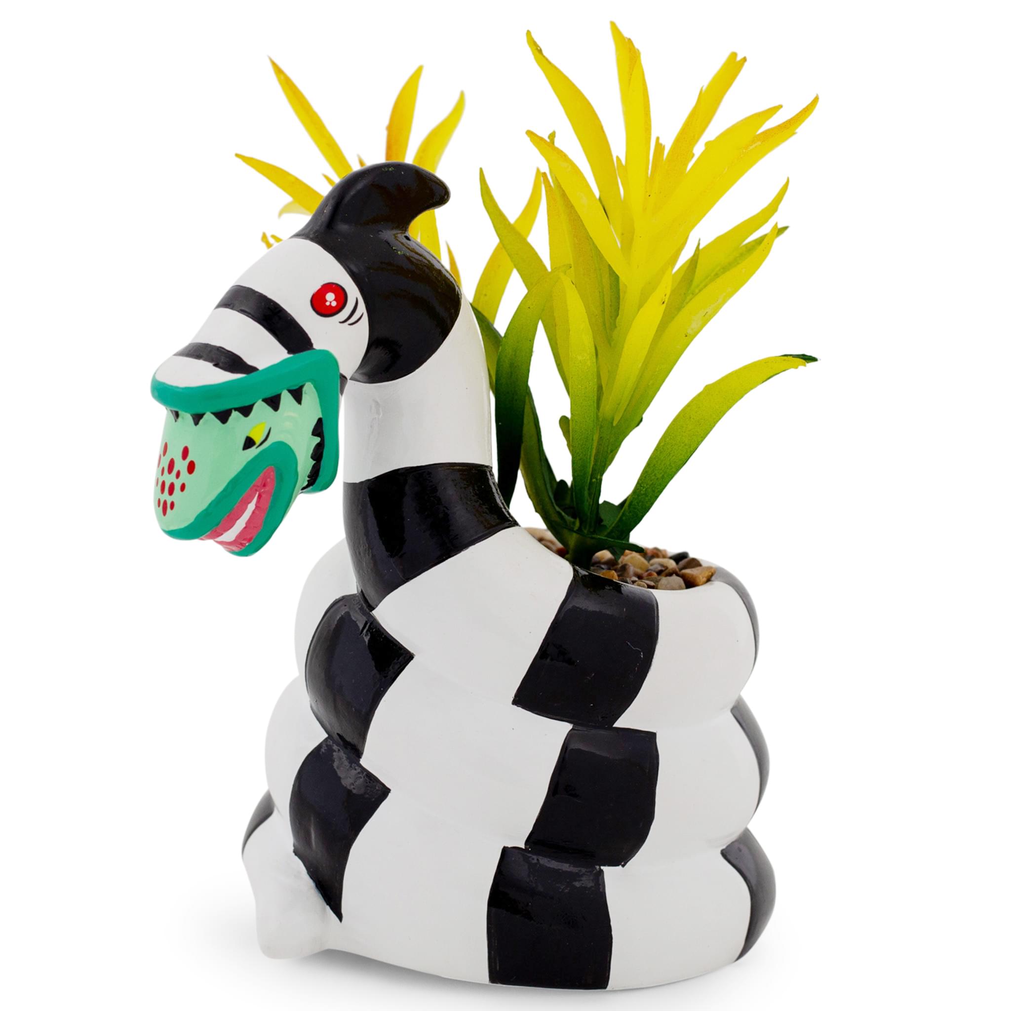 Silver Buffalo - Beetlejuice Sandworm 6-Inch Ceramic Planter With Artificial Succulent - White