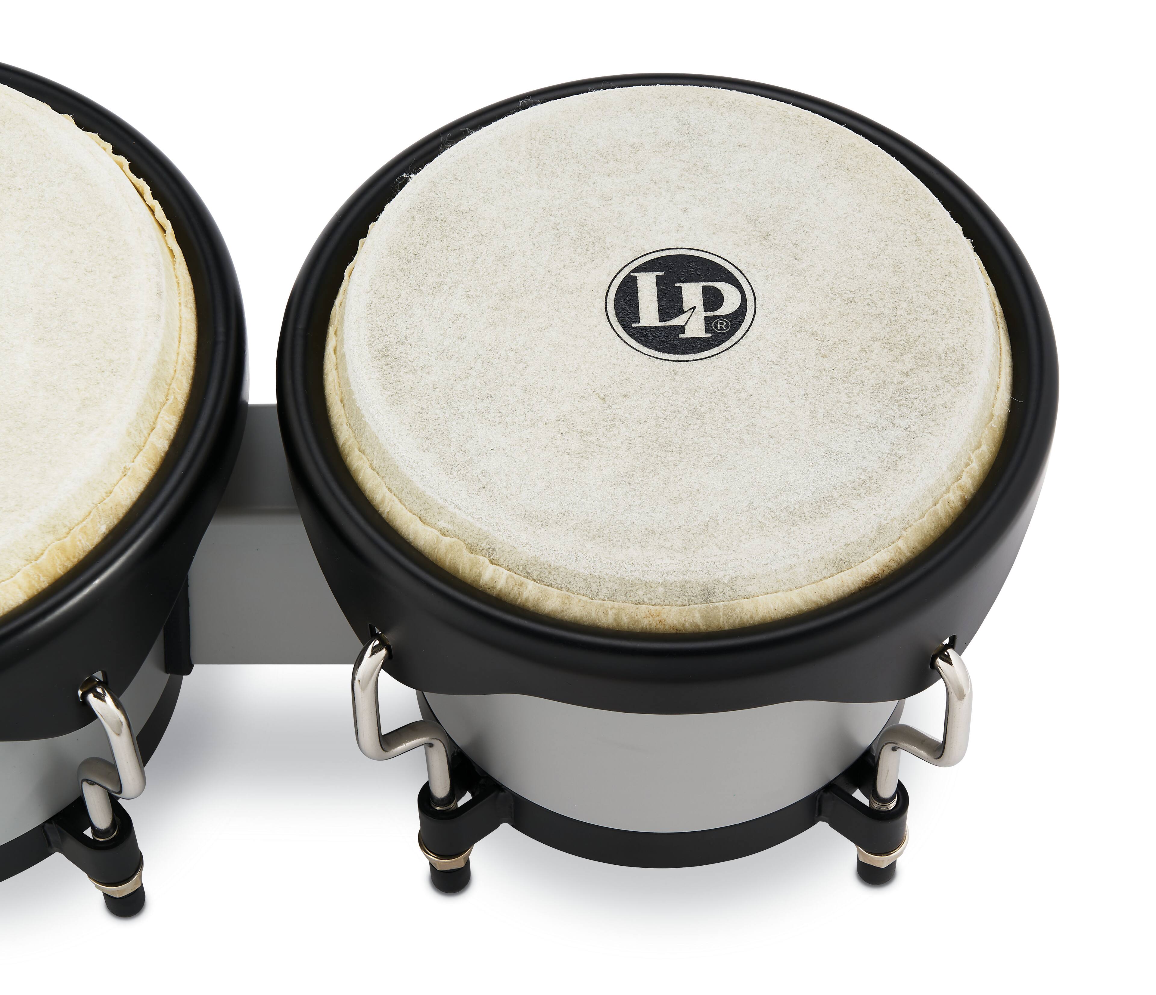 Left. Latin Percussion - LP601D-SG-K Discovery Bongo Set – Slate Grey, 6.25 and 7.25 Inch, Includes Bag - Slate Grey.