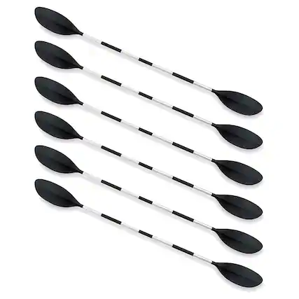 Front. Intex - Intex 86" Lightweight Aluminum Double Oar Inflatable Kayak Paddle, Black, 6 Pack - Black.