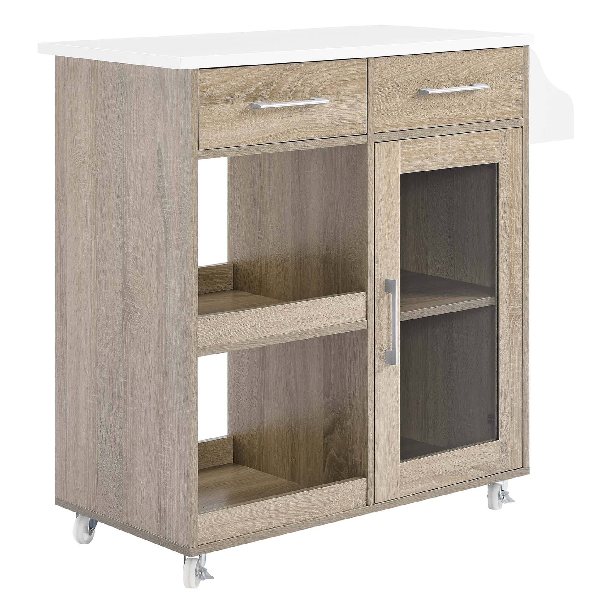 Angle. Modway - Culinary Kitchen Cart With Spice Rack by Modway - Oak White.