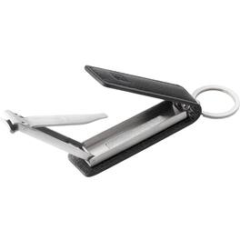 ZWILLING - Nail Clipper Key Ring leather case, magnetic closure, integrated nail file, slightly curved edge Premium - Black