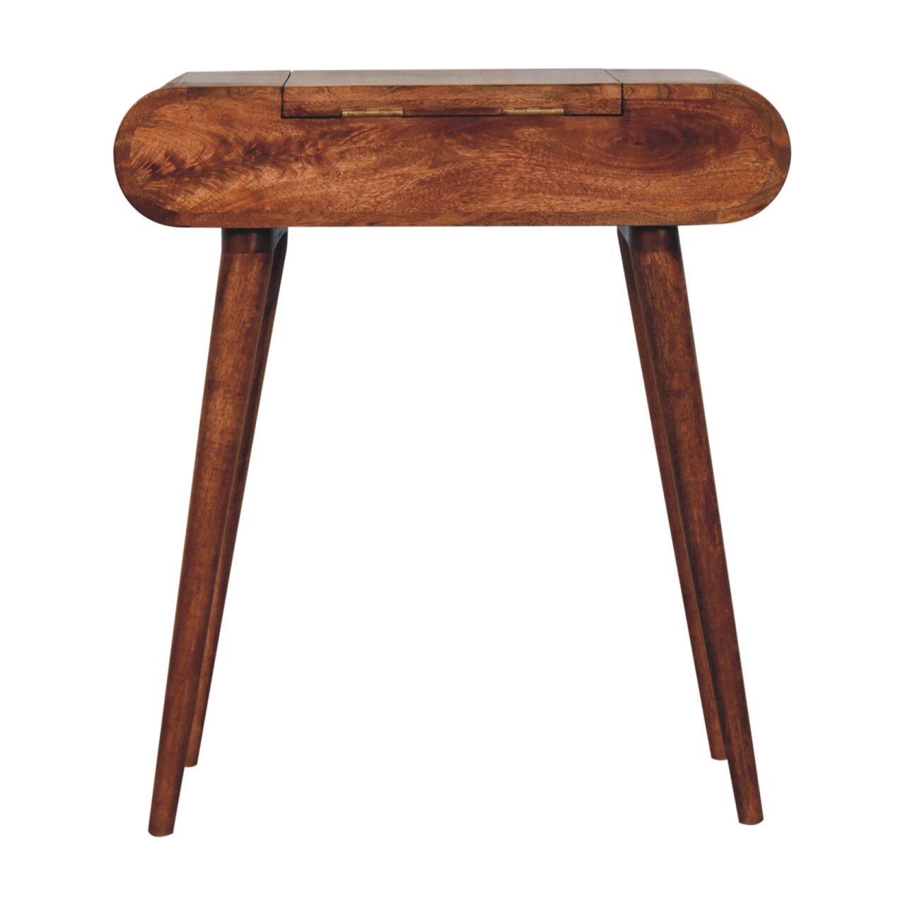 Alt View 7. Artisan Furniture - Artisan Furniture Solid Wood Mini Honey Caramel Dressing Table with Foldable Mirror, 4 Storage Compartments with Mirror - Brown.