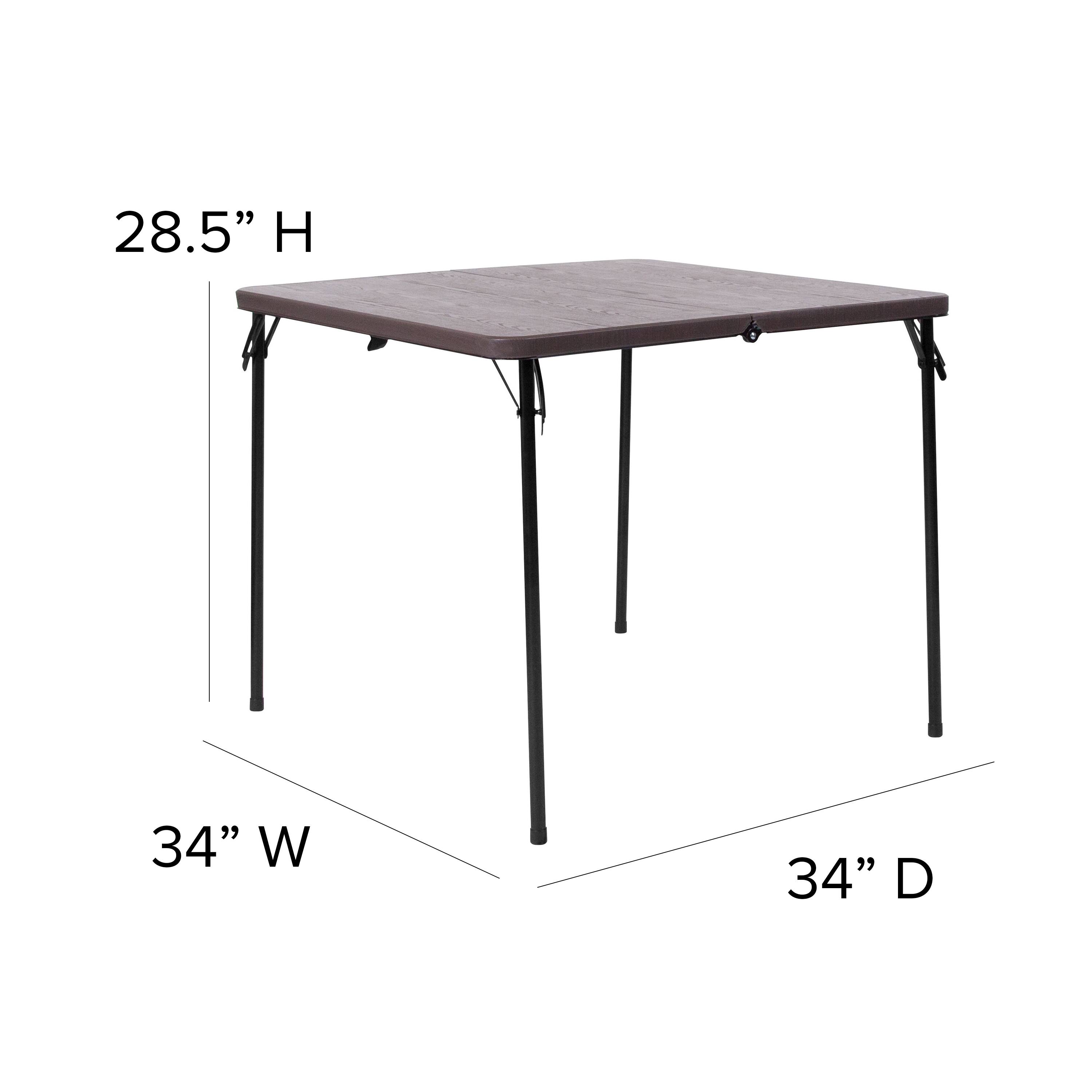 Alt View 16. Alamont Home - 2.83-Foot Square Bi-Fold Plastic Folding Table with Carrying Handle - Brown.