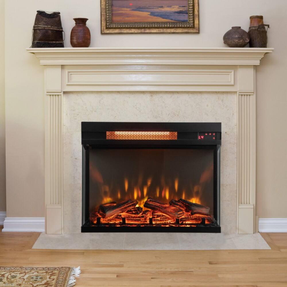 Alt View 1. Sugift - 23-inch 3-Sided Electric Fireplace Insert with Remote Control-Black - Black.