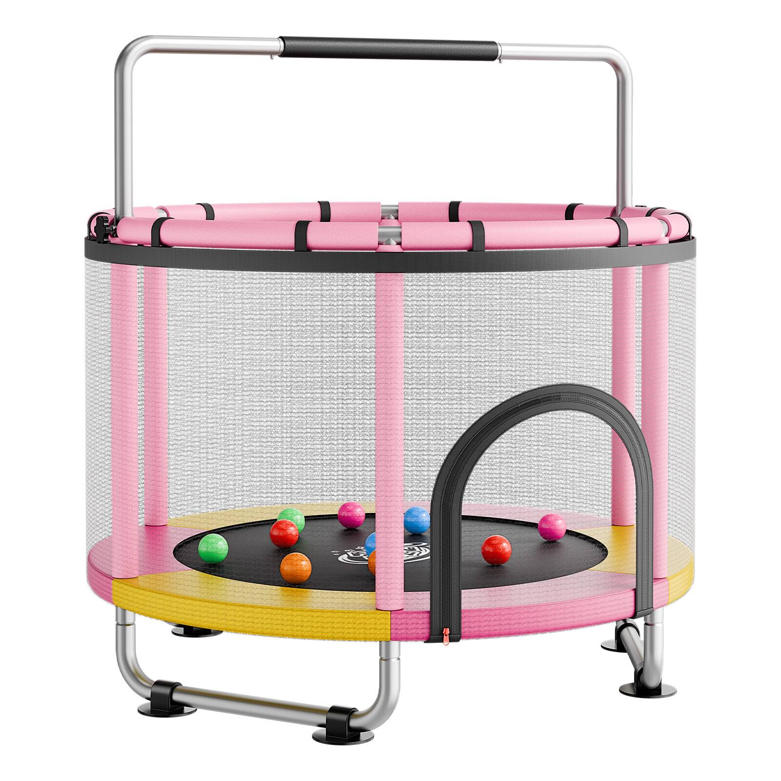 Alt View 5. VEVOR - 60" Trampoline for Kids, 5 FT Toddler Mini Trampoline, 132 lbs Indoor Outdoor Play Toys with Enclosure Net - Pink.