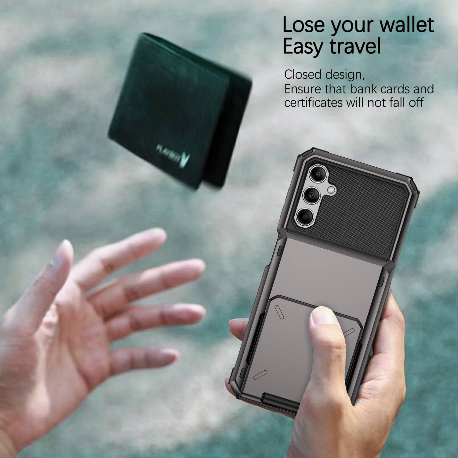 Lose your wallet  
Easy travel  

Closed design,  
Ensure that bank cards and certificates will not fall off