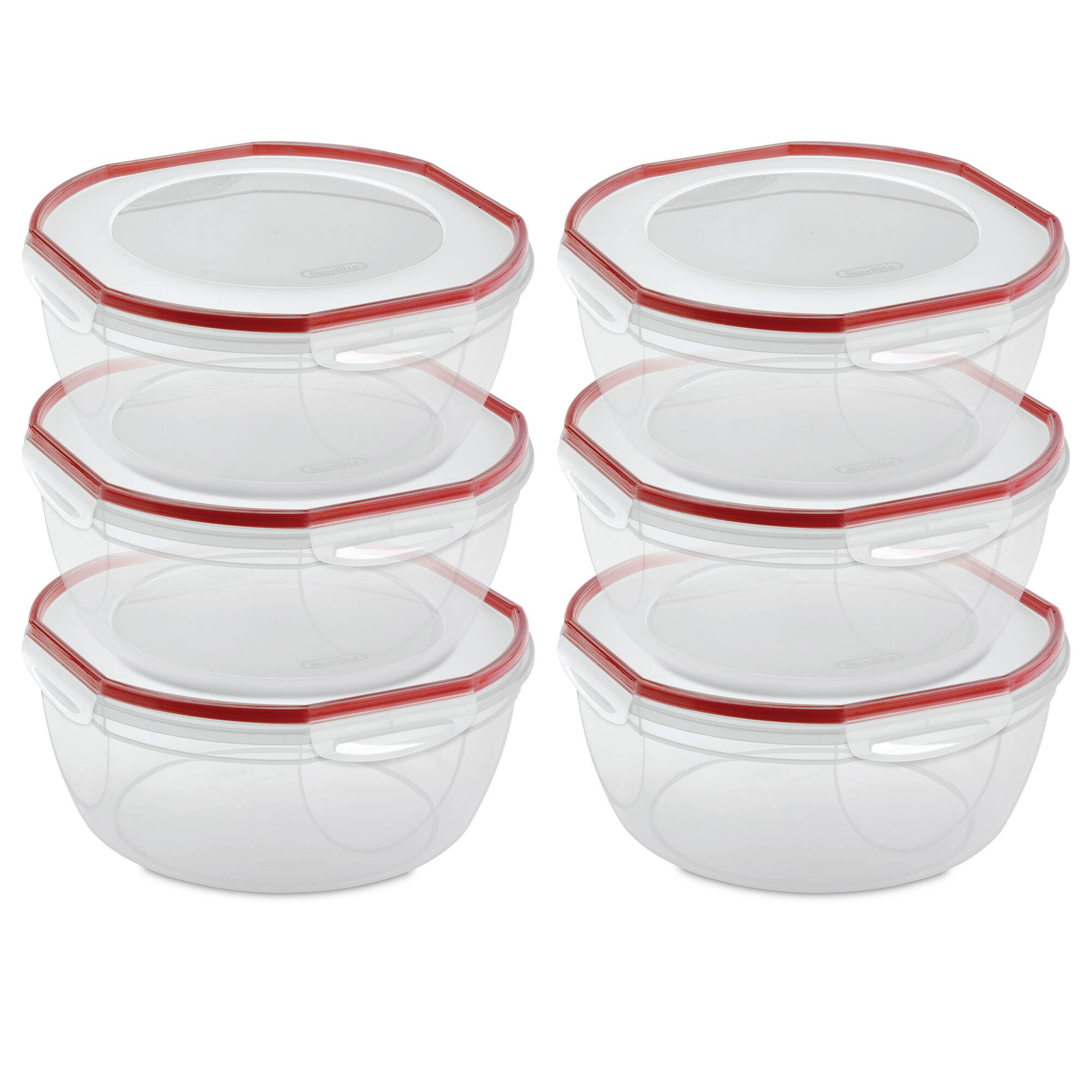 Front. Sterilite - Sterilite Ultra Seal 8.10 Quart Plastic Food Storage Bowl Container, 6 Pack - Clear.