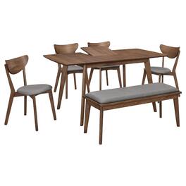 Manhattan Lane - Relo 6pc Extendable Dining Table, Bench, 4 Chairs - Walnut Brown, Gray