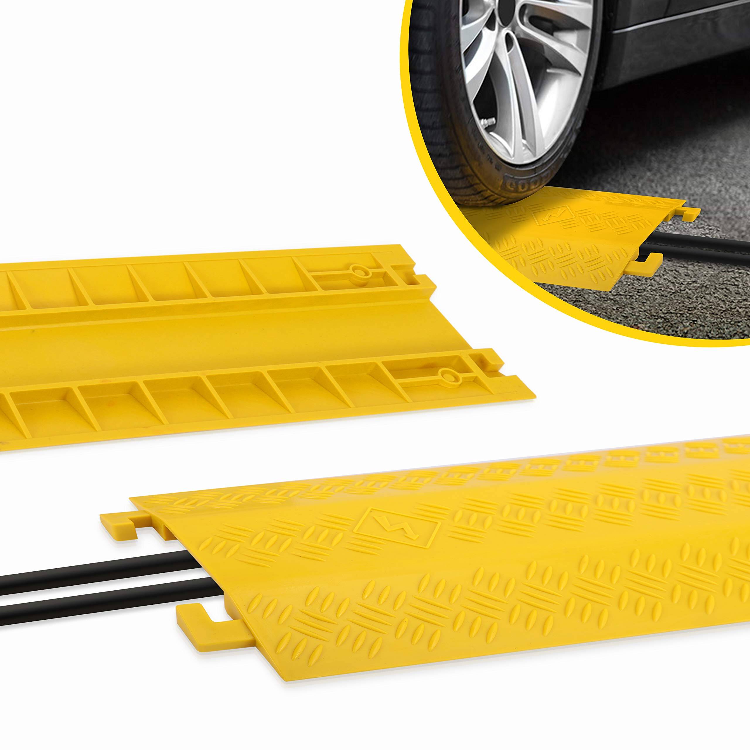Front. Pyle - Pyle Durable Cable Ramp Protective Cover - 2,000 lbs Max Heavy Duty Drop Over Hose & Cable Track Protector.
