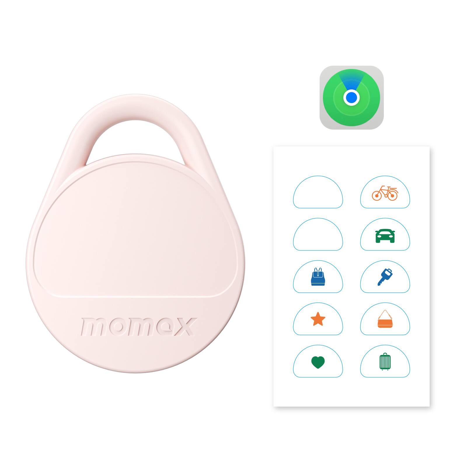 Alt View 4. Momax - Tracker Electronics Key Finder Luggage Tracker, Backpack, Wallet, Pets Works with Apple Find My iOS Only -Pink - Pink.