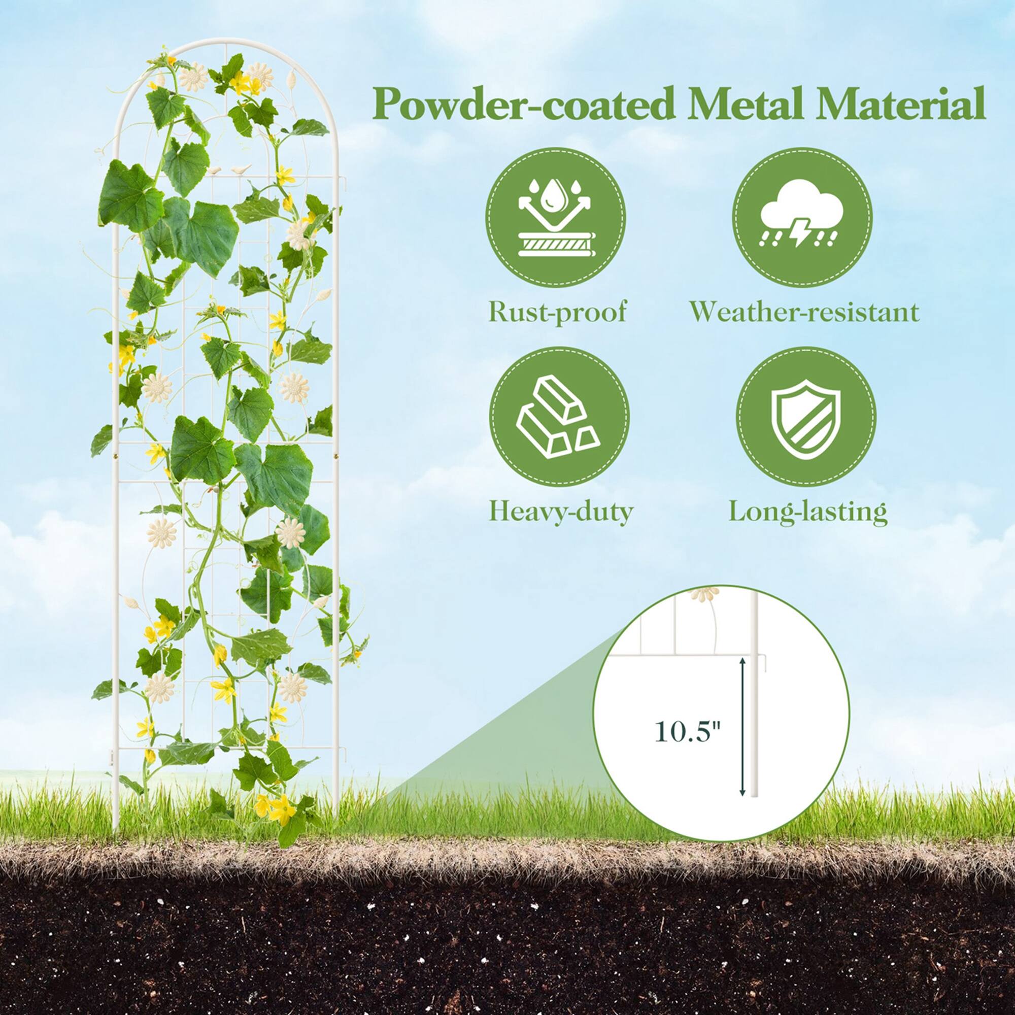 Powder-coated Metal Material: Rust-proof, Weather-resistant, Heavy-duty, Long-lasting, 10.5"