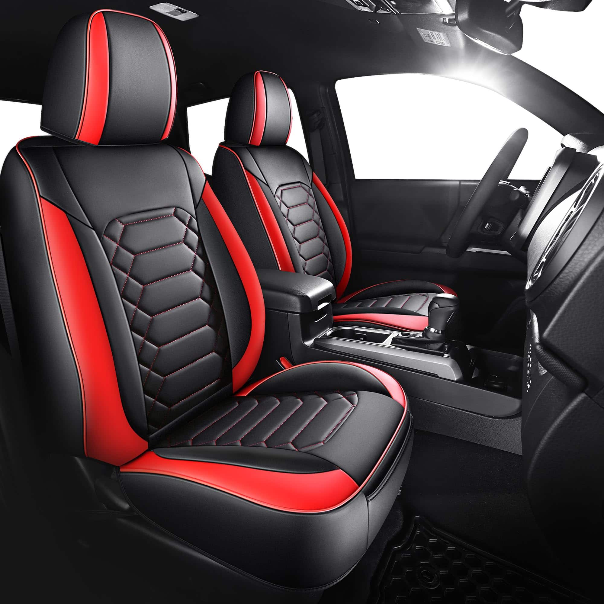 Empire DigiLabs - Tacoma Seat Covers Custom Fit For Toyota Double Crew Cab Faux Leather Pickup Truck - 33" W x 35" D x 38" H