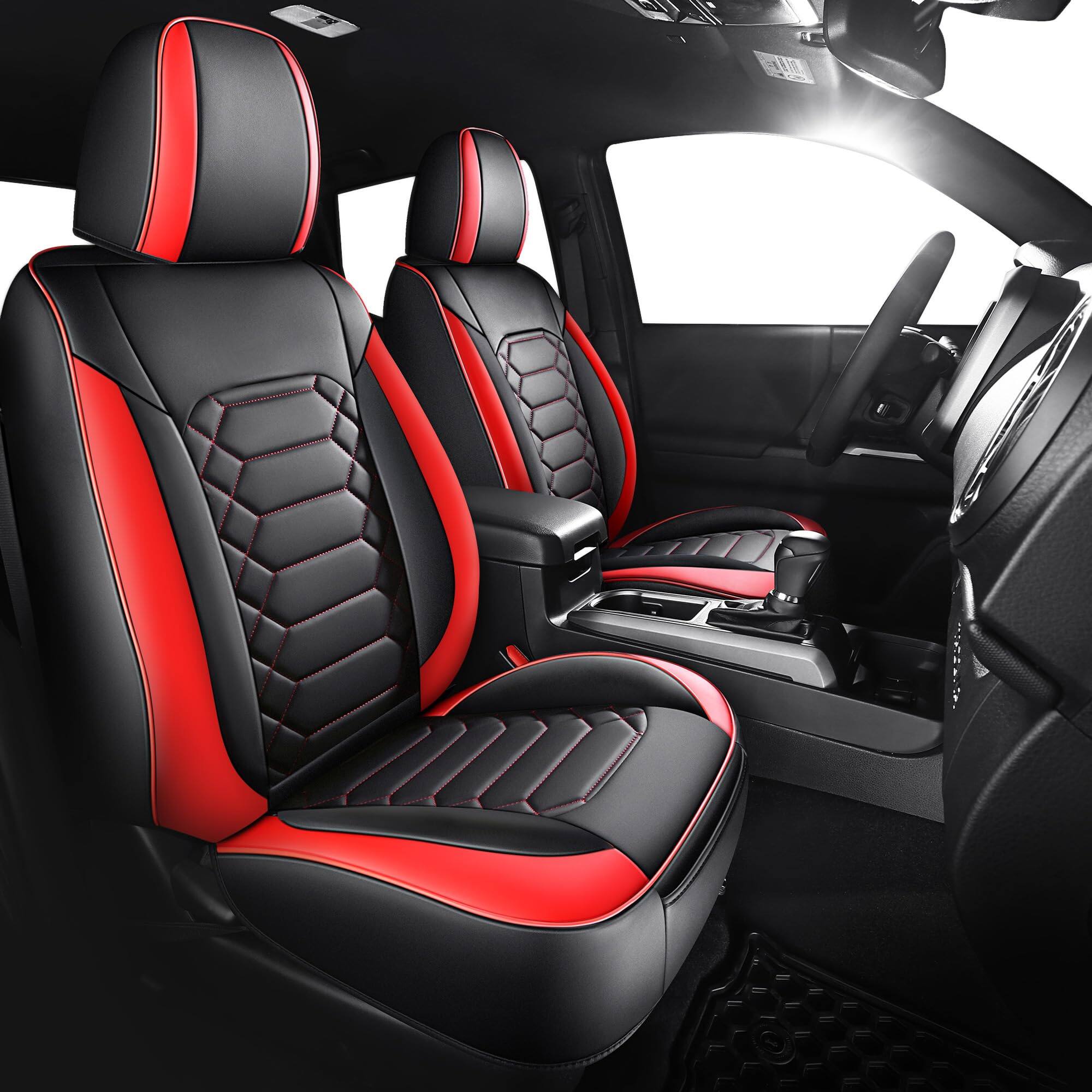 Front. Empire DigiLabs - Tacoma Seat Covers Custom Fit For Toyota Double Crew Cab Faux Leather Pickup Truck - 33" W x 35" D x 38" H.