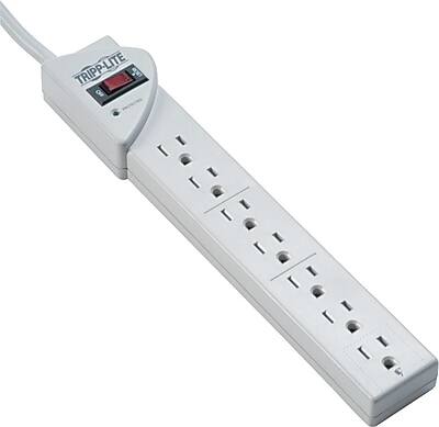 Front. Tripp Lite - Tripp Lite 7 Outlet Surge Protector, 6' Cord, 1080 Joules (STRIKER) - White.
