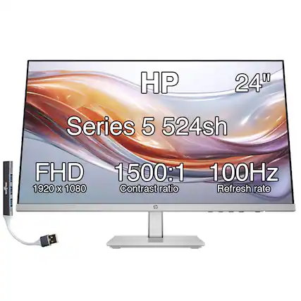 HP 24" Series 5 524sh
FHD 1920 x 1080
Contrast ratio 1500:1
Refresh rate 100Hz