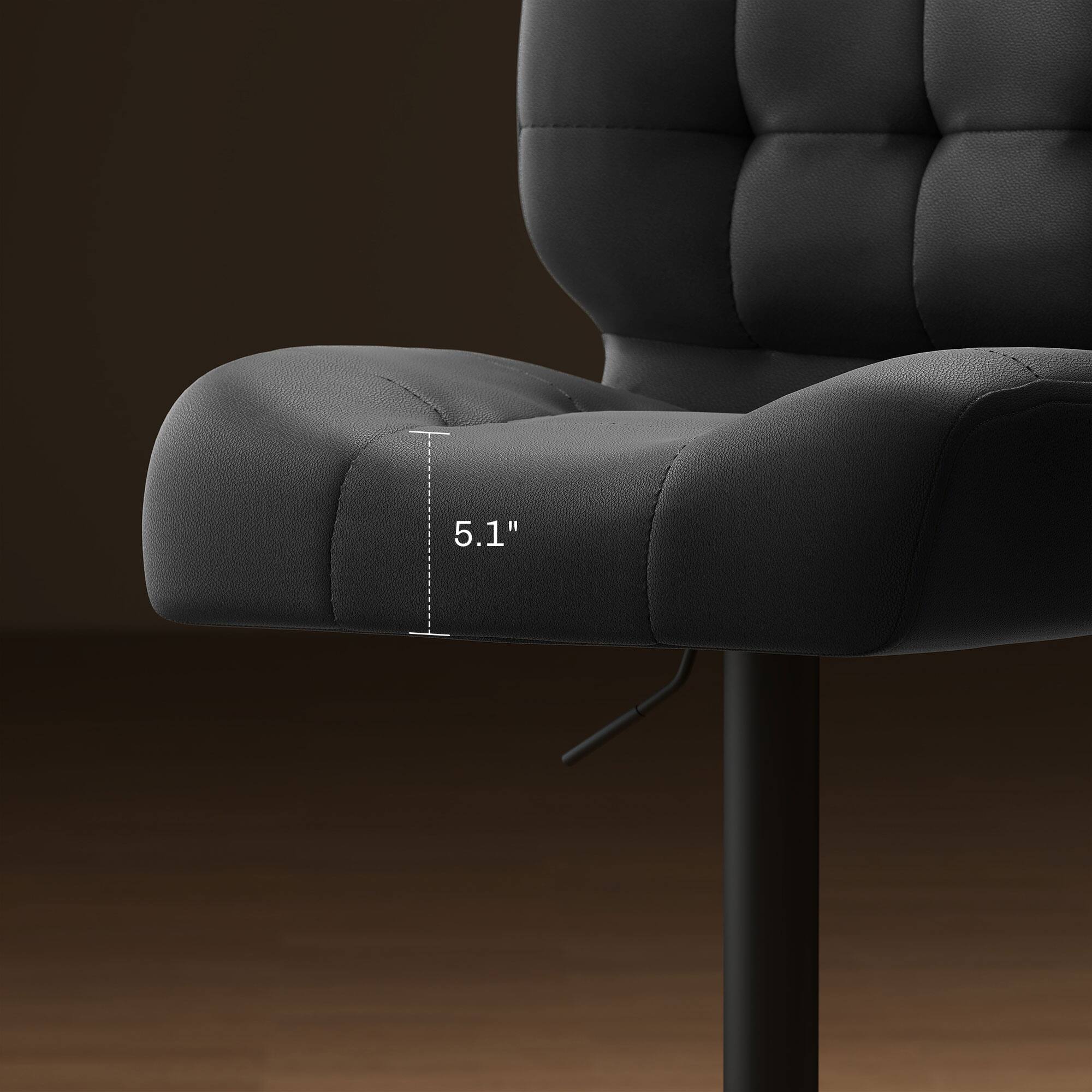 Alt View 7. Homcom - Bar Height Bar Stools Set of 2 with Adjustable Seat, Adjustable Swivel Barstools with Thick Padded Cushion - Black.