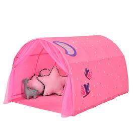 Costway - Kids Bed Tent Play Tent Portable Playhouse Twin Sleeping w/Carry Bag - Pink