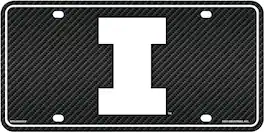 Rico Industries - Illinois Fighting Illini 12x6 Carbon Fiber Design Metal License Plate Auto Tag - Multi