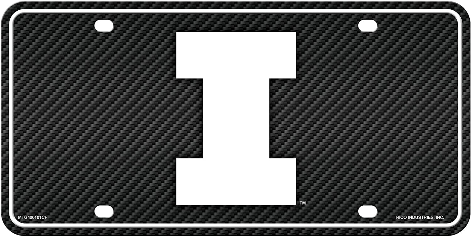 Illinois Fighting Illini 12x6 Carbon Fiber Design Metal License Plate Auto Tag
